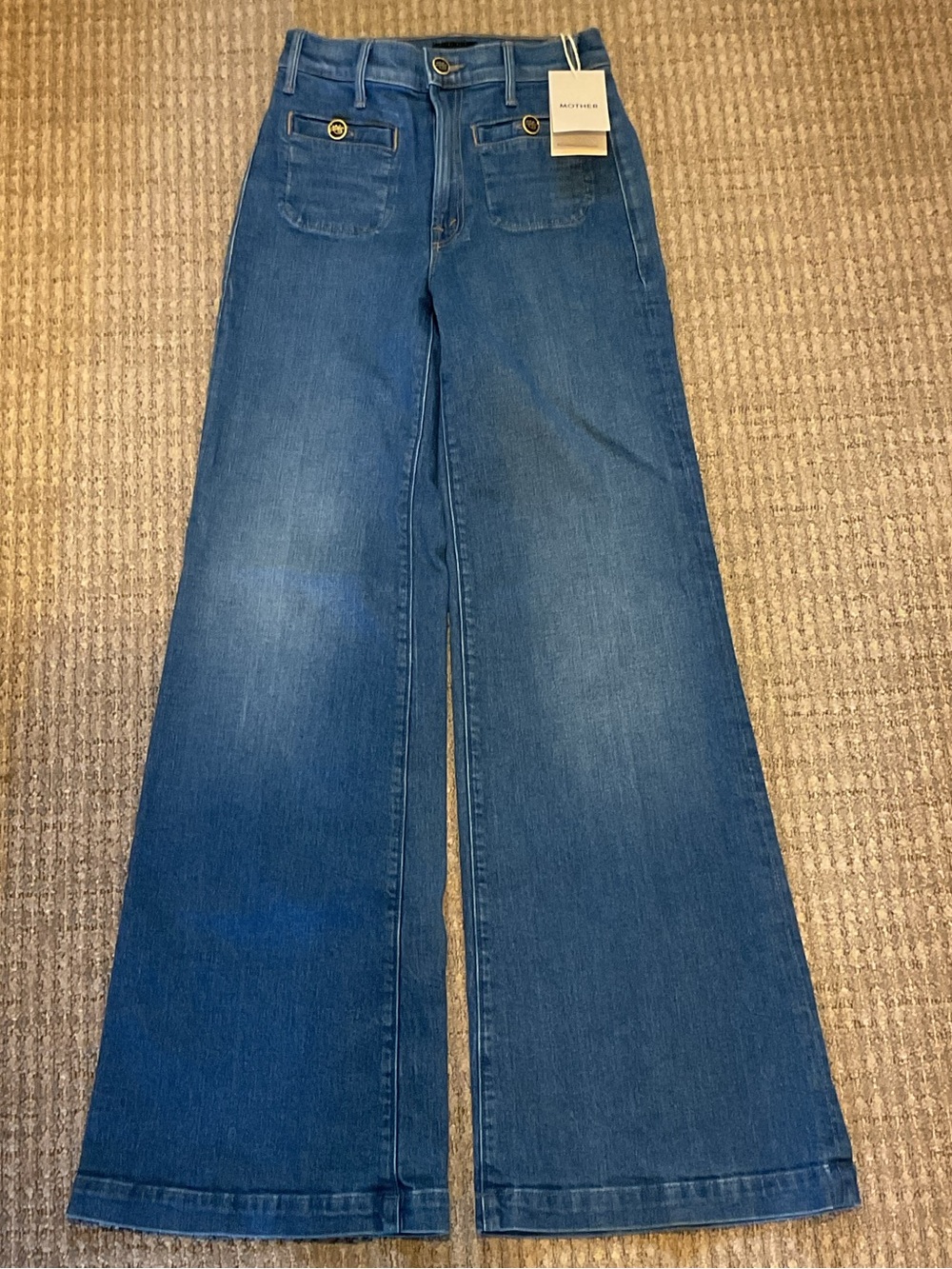 MOTHER jeans womens stashed hustler roller sneak nwt 23 denim 70s zip fly pocket - Picture 4 of 14